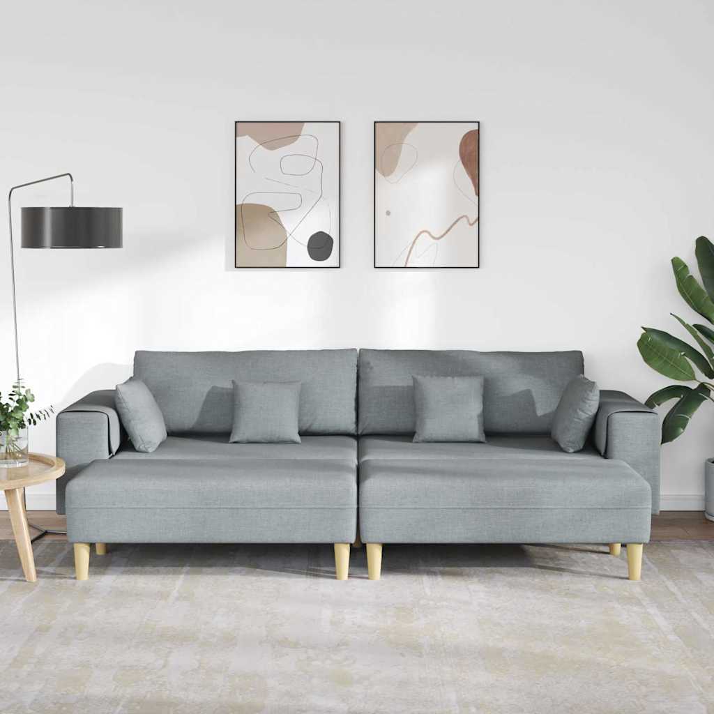 Stoffsofa mit Kissen 3 pcs Hellgrau 208 cm Stoff