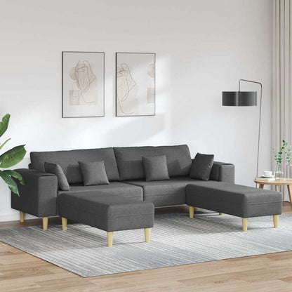 Stoffsofa mit Kissen 3 pcs Dunkelgrau 208 cm Stoff
