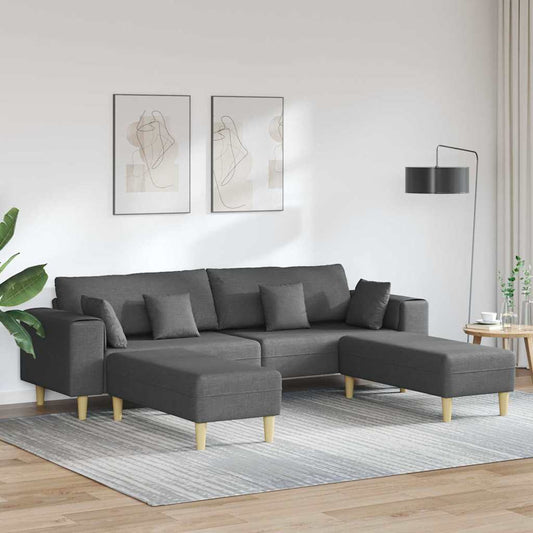 Stoffsofa mit Kissen 3 pcs Dunkelgrau 208 cm Stoff