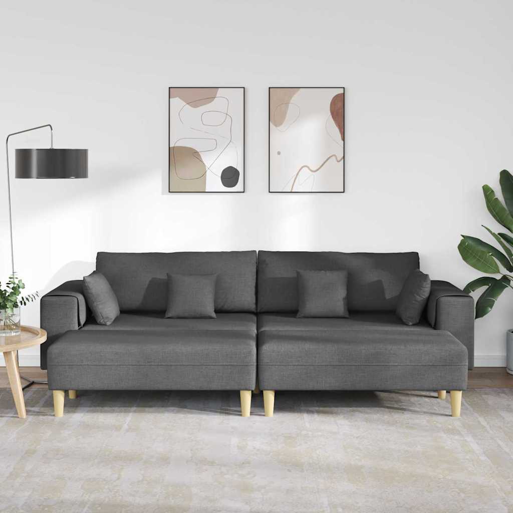 Stoffsofa mit Kissen 3 pcs Dunkelgrau 208 cm Stoff