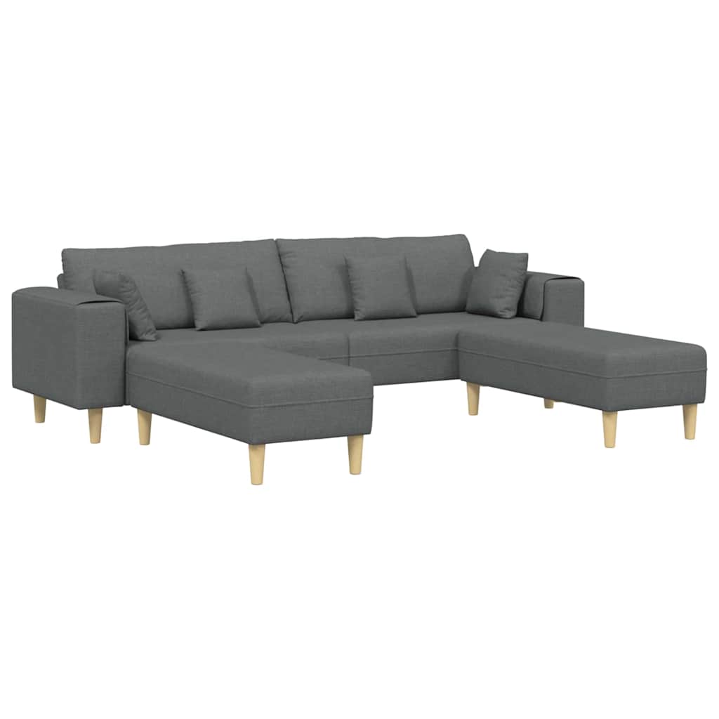 Stoffsofa mit Kissen 3 pcs Dunkelgrau 208 cm Stoff