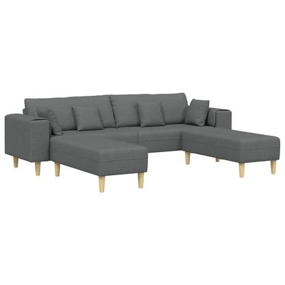Stoffsofa mit Kissen 3 pcs Dunkelgrau 208 cm Stoff