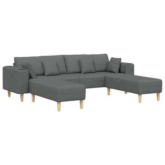 Stoffsofa mit Kissen 3 pcs Dunkelgrau 208 cm Stoff