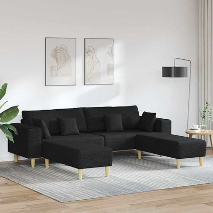 Stoffsofa mit Kissen 3 pcs Schwarz 208 cm Stoff