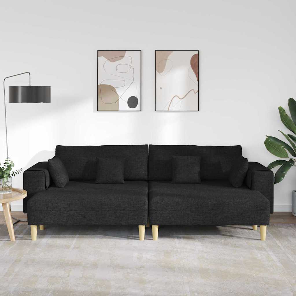 Stoffsofa mit Kissen 3 pcs Schwarz 208 cm Stoff