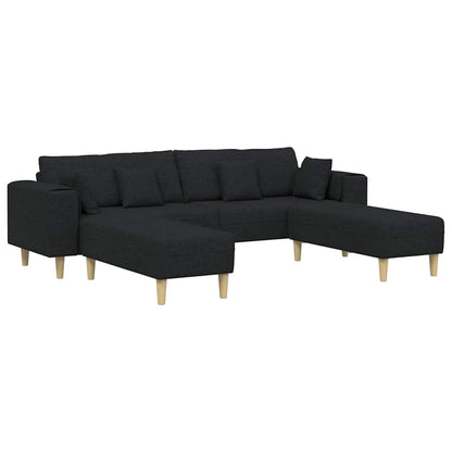 Stoffsofa mit Kissen 3 pcs Schwarz 208 cm Stoff