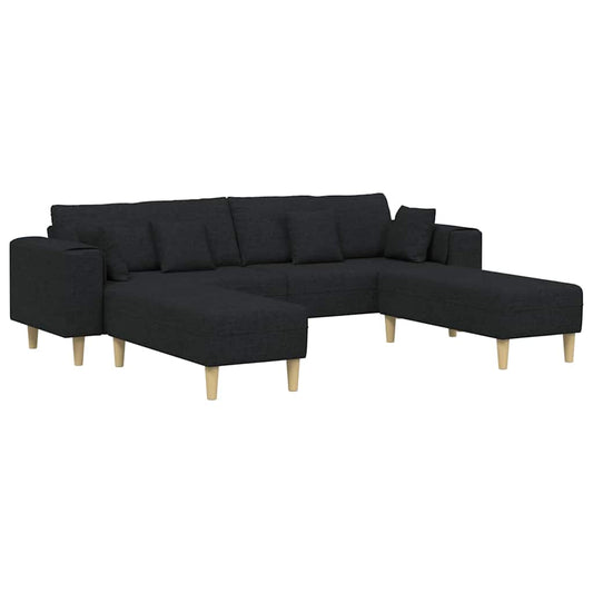 Stoffsofa mit Kissen 3 pcs Schwarz 208 cm Stoff