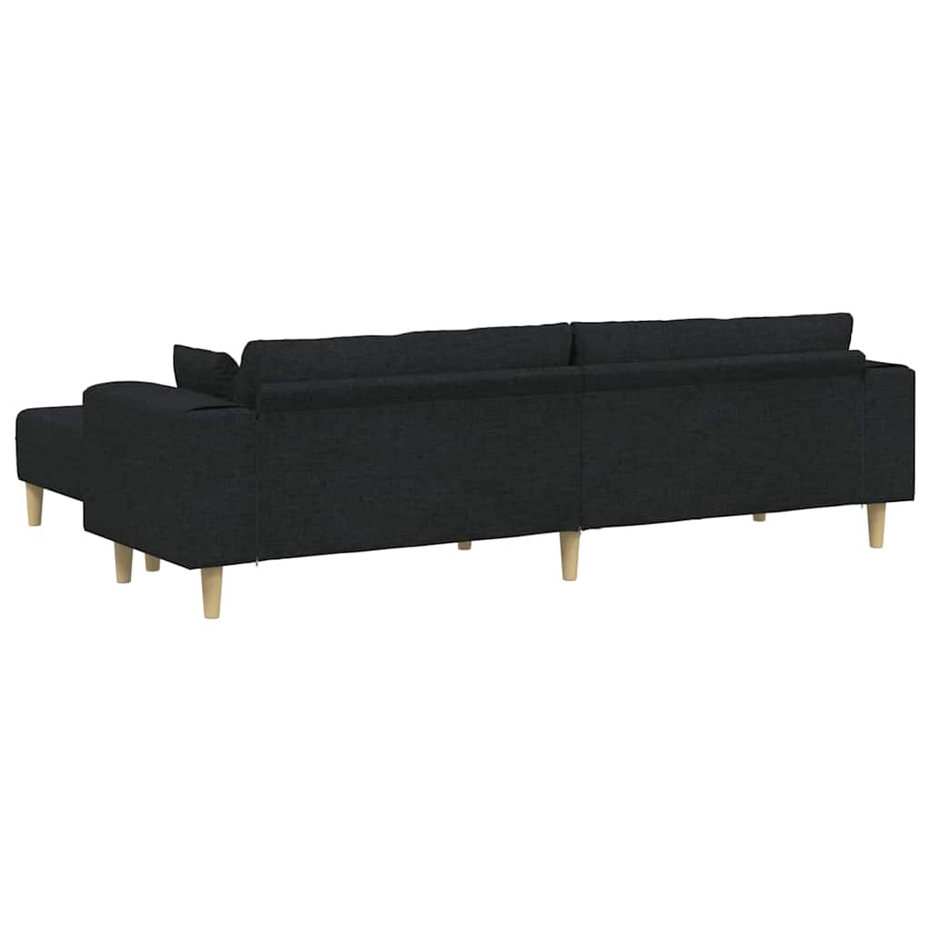 Stoffsofa mit Kissen 3 pcs Schwarz 208 cm Stoff