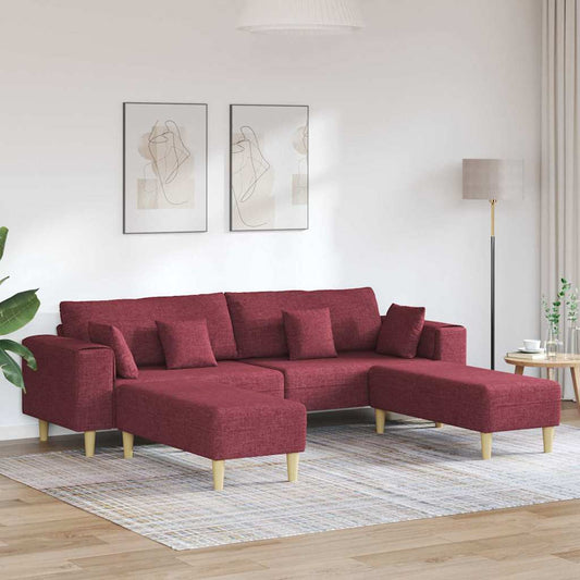 Stoffsofa mit Kissen 3 pcs Weinrot 208 cm Stoff