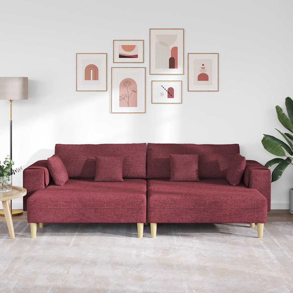 Stoffsofa mit Kissen 3 pcs Weinrot 208 cm Stoff