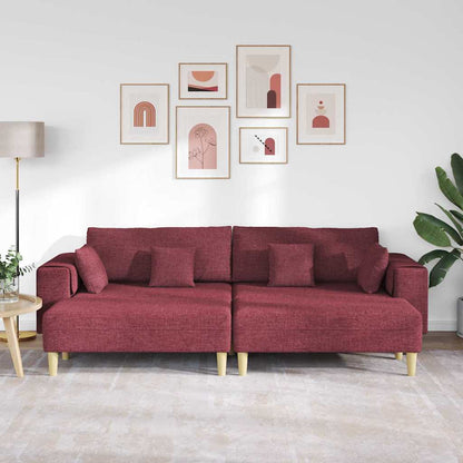 Stoffsofa mit Kissen 3 pcs Weinrot 208 cm Stoff