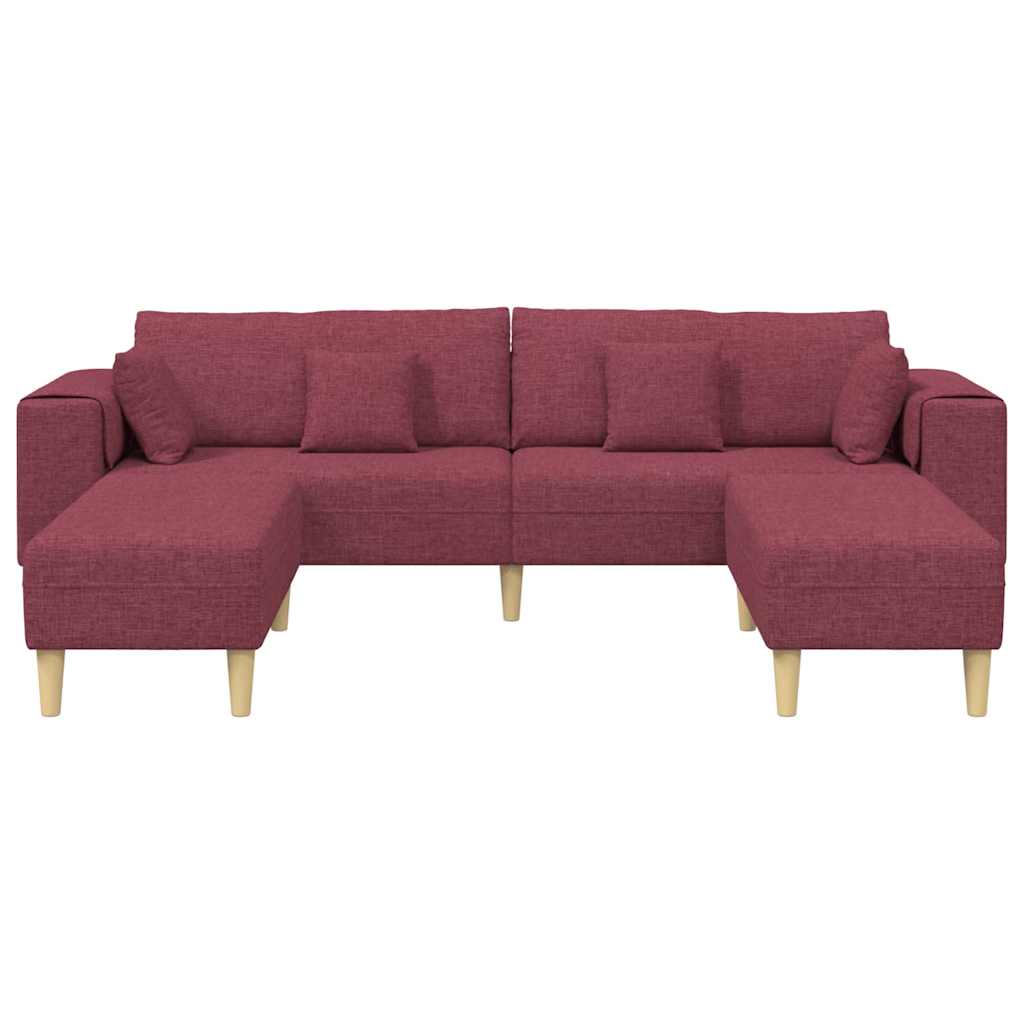 Stoffsofa mit Kissen 3 pcs Weinrot 208 cm Stoff