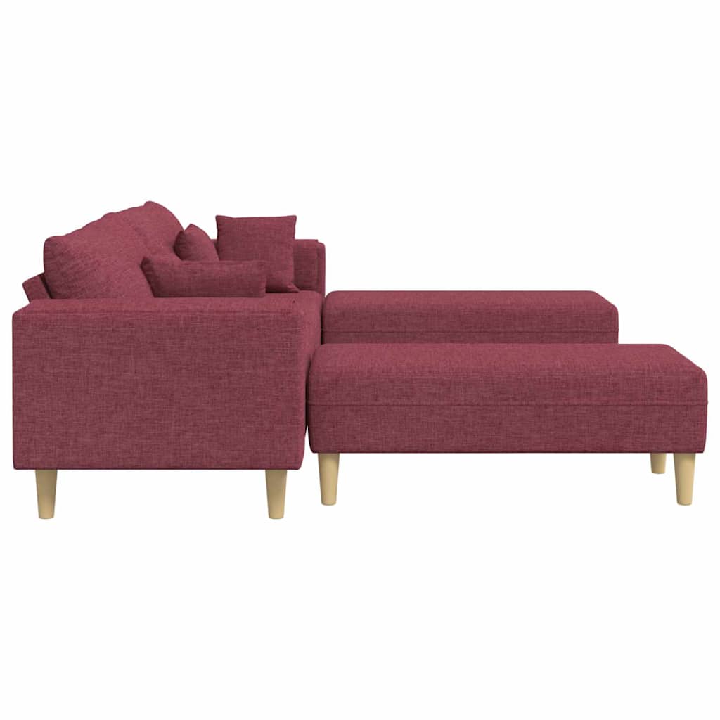Stoffsofa mit Kissen 3 pcs Weinrot 208 cm Stoff