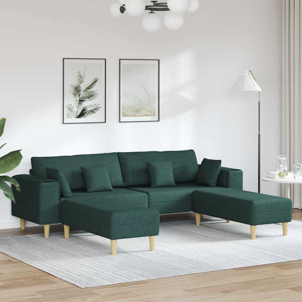 Stoffsofa mit Kissen 3 pcs Dunkelgrün 208 cm Stoff