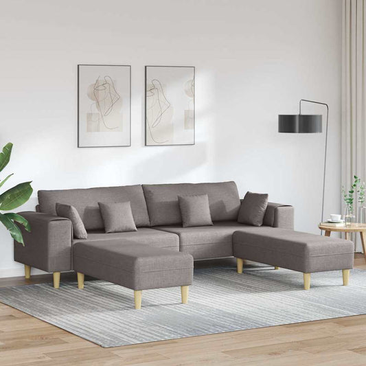 Stoffsofa mit Kissen 3 pcs Taupe 208 cm Stoff