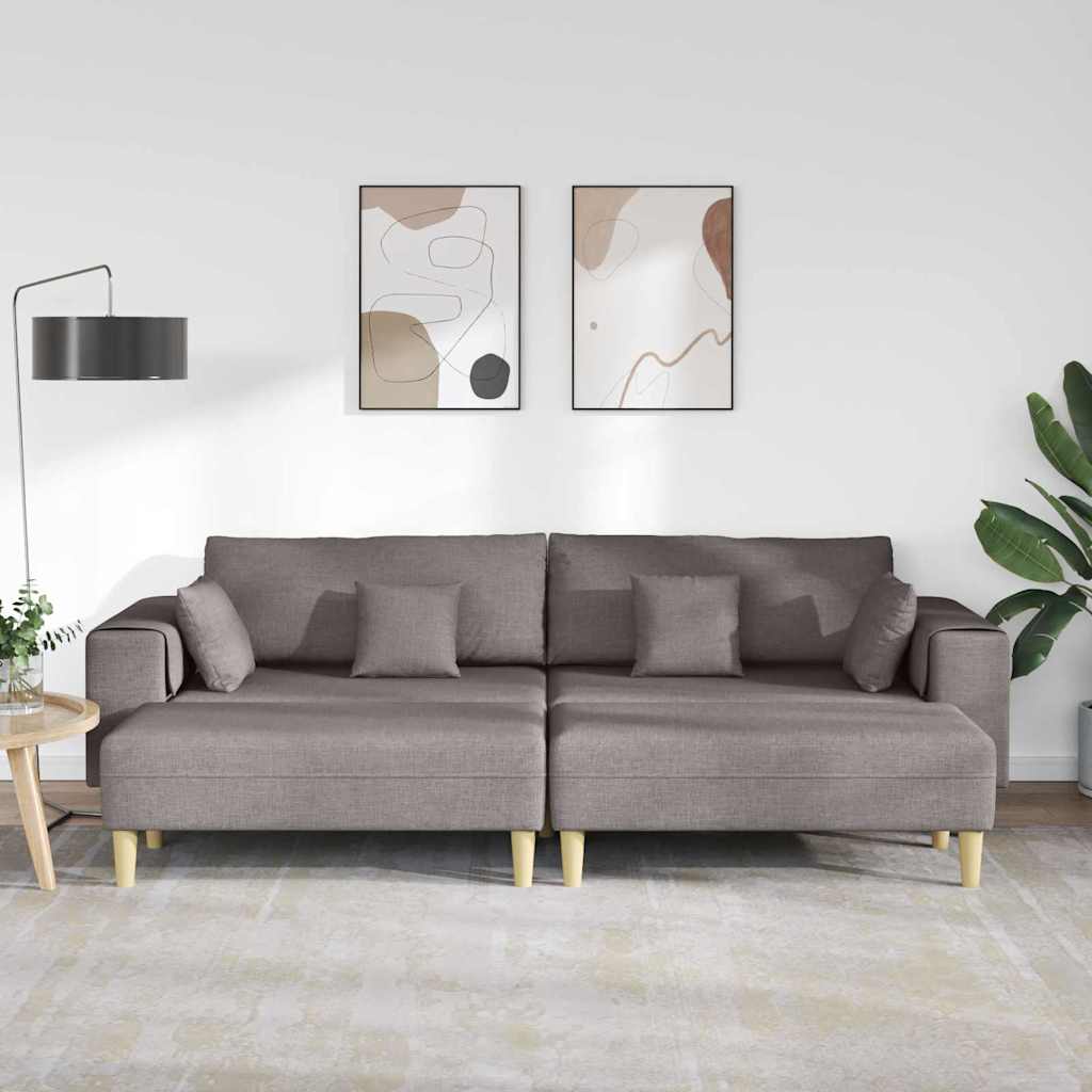 Stoffsofa mit Kissen 3 pcs Taupe 208 cm Stoff