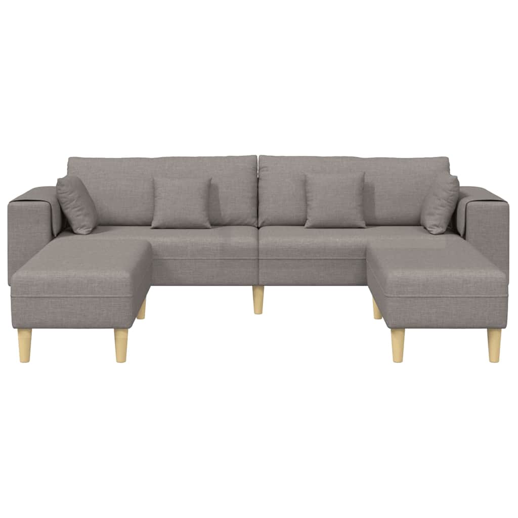 Stoffsofa mit Kissen 3 pcs Taupe 208 cm Stoff
