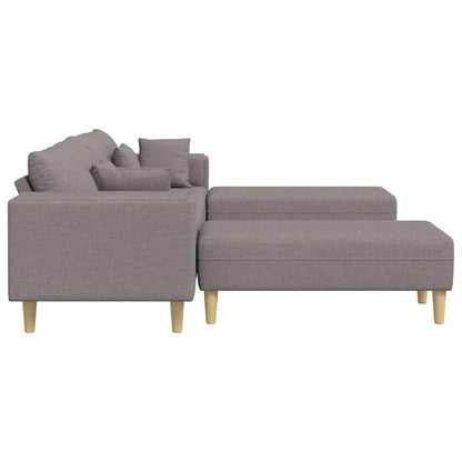 Stoffsofa mit Kissen 3 pcs Taupe 208 cm Stoff