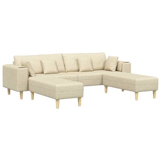 Stoffsofa mit Kissen 3 pcs Creme 208 cm Stoff