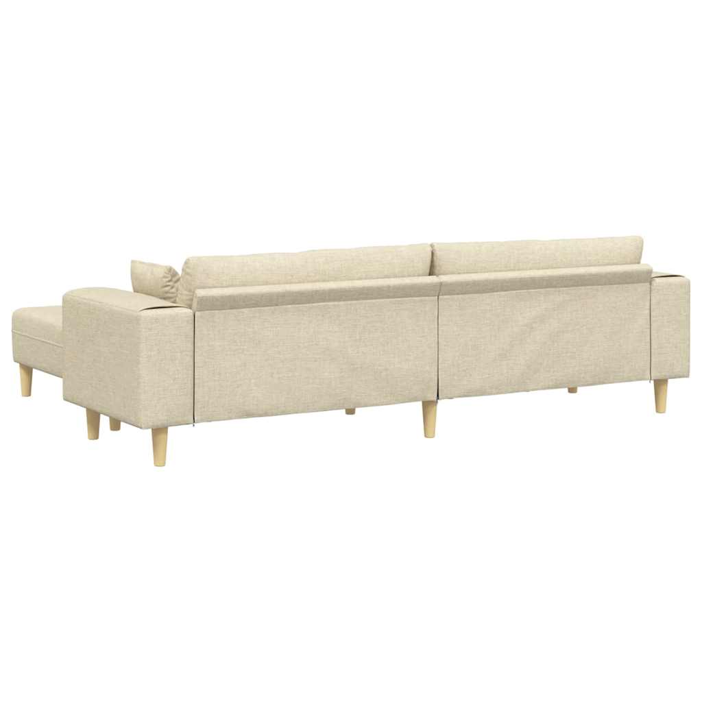 Stoffsofa mit Kissen 3 pcs Creme 208 cm Stoff