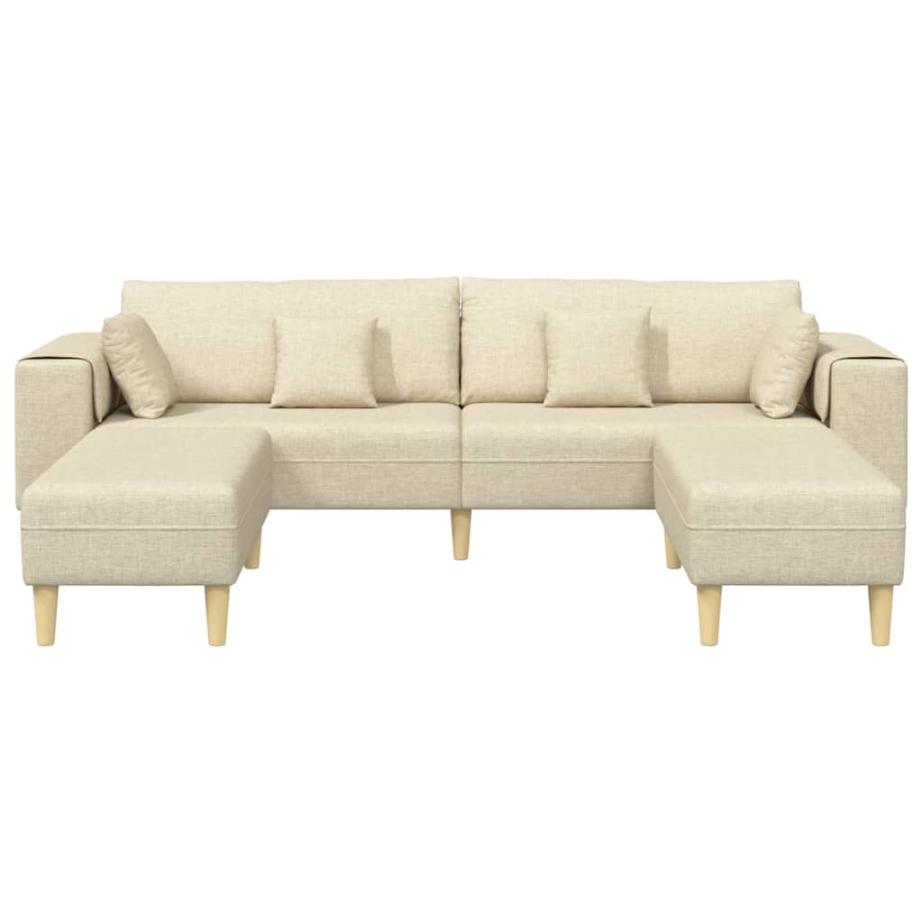 Stoffsofa mit Kissen 3 pcs Creme 208 cm Stoff