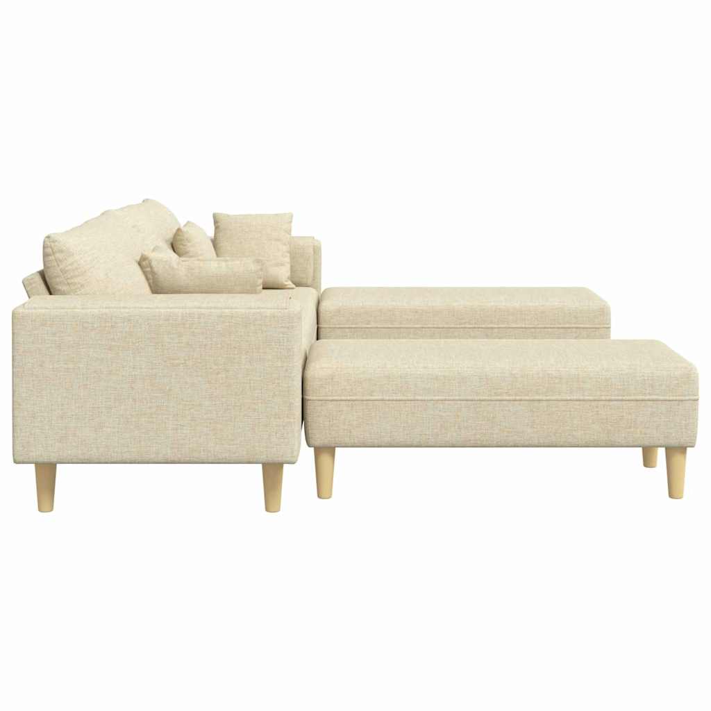 Stoffsofa mit Kissen 3 pcs Creme 208 cm Stoff