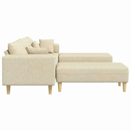 Stoffsofa mit Kissen 3 pcs Creme 208 cm Stoff