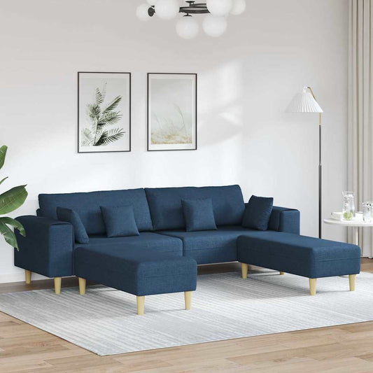 Stoffsofa mit Kissen 3 pcs Blau 208 cm Stoff