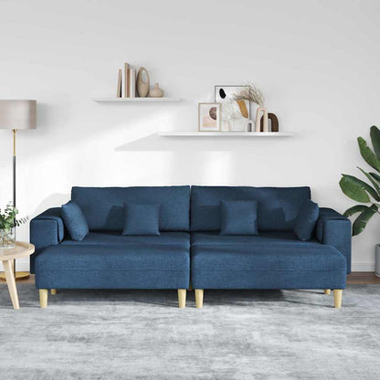 Stoffsofa mit Kissen 3 pcs Blau 208 cm Stoff