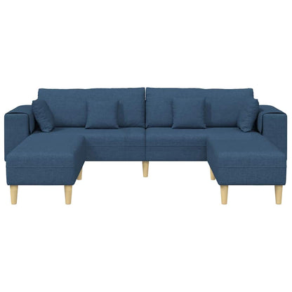 Stoffsofa mit Kissen 3 pcs Blau 208 cm Stoff