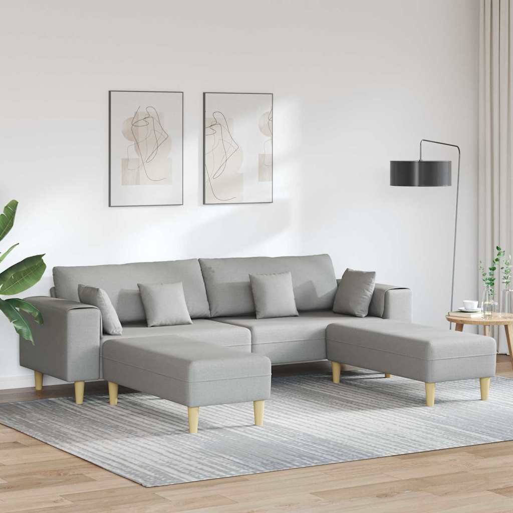 Stoffsofa mit Kissen 3 pcs Wolken-Grau 208 cm Stoff