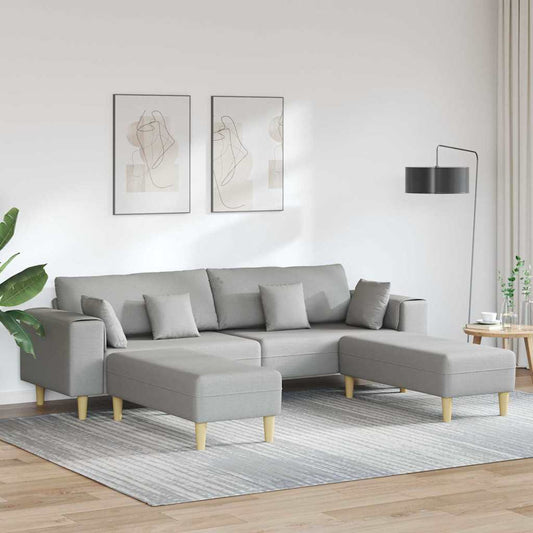 Stoffsofa mit Kissen 3 pcs Wolken-Grau 208 cm Stoff