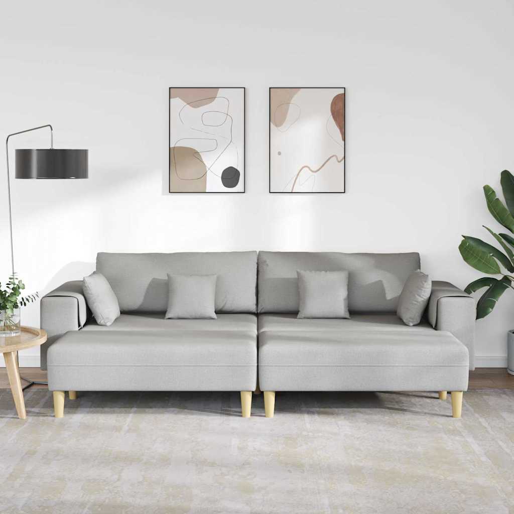 Stoffsofa mit Kissen 3 pcs Wolken-Grau 208 cm Stoff