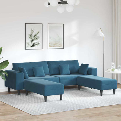 Samt Sofa mit Kissen 3 pcs Blau 208 cm Samt