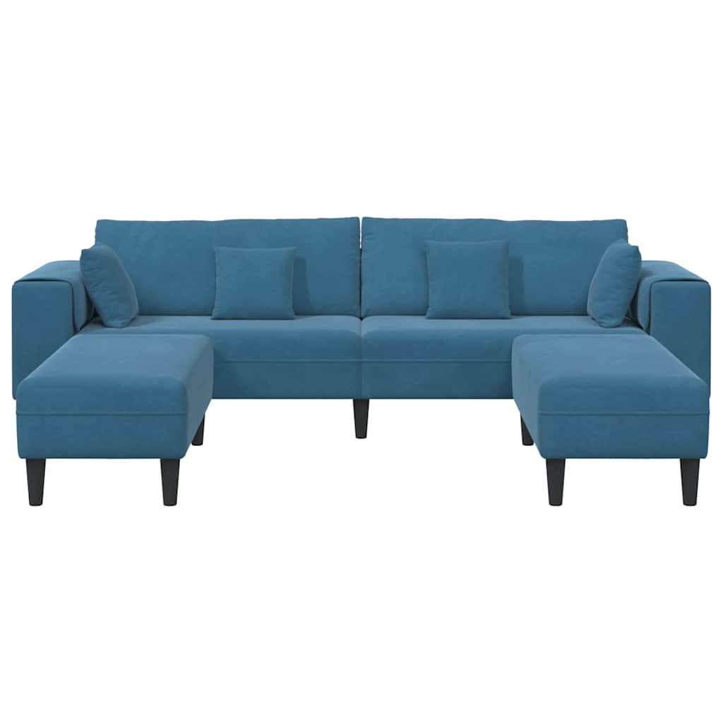 Samt Sofa mit Kissen 3 pcs Blau 208 cm Samt