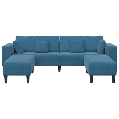 Samt Sofa mit Kissen 3 pcs Blau 208 cm Samt