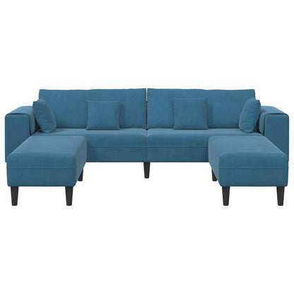 Samt Sofa mit Kissen 3 pcs Blau 208 cm Samt