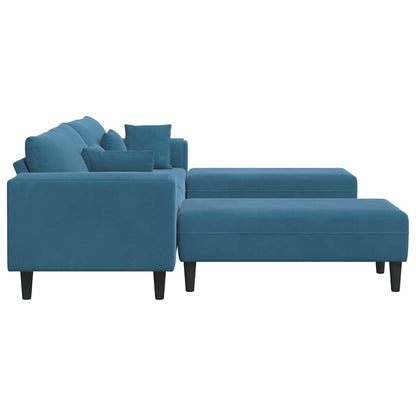 Samt Sofa mit Kissen 3 pcs Blau 208 cm Samt