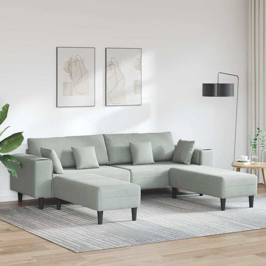 Samt Sofa mit Kissen 3 pcs Hellgrau 208 cm Samt