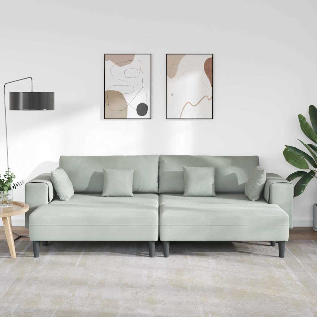 Samt Sofa mit Kissen 3 pcs Hellgrau 208 cm Samt