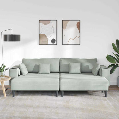 Samt Sofa mit Kissen 3 pcs Hellgrau 208 cm Samt
