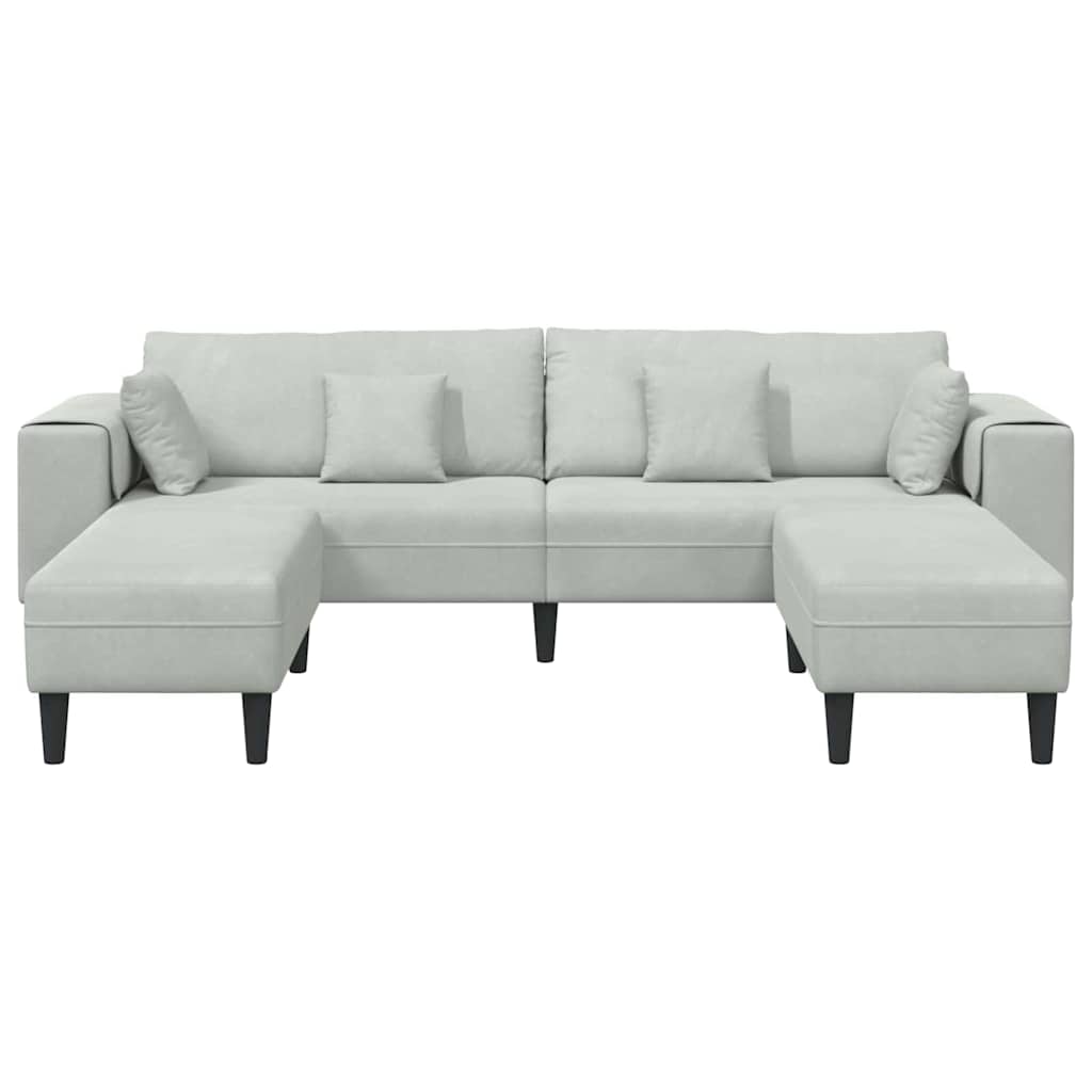 Samt Sofa mit Kissen 3 pcs Hellgrau 208 cm Samt