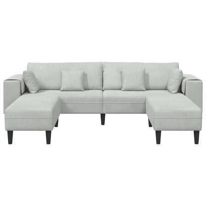 Samt Sofa mit Kissen 3 pcs Hellgrau 208 cm Samt