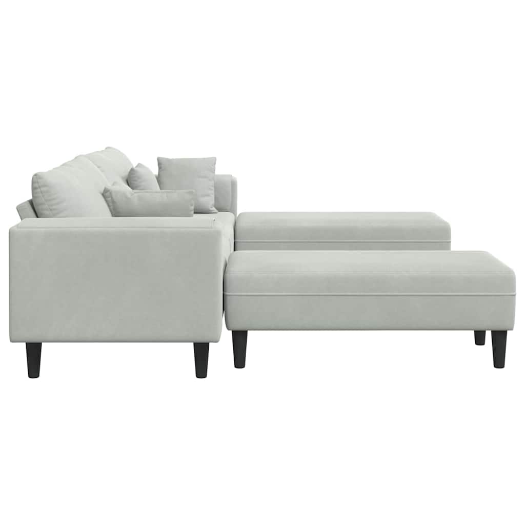 Samt Sofa mit Kissen 3 pcs Hellgrau 208 cm Samt
