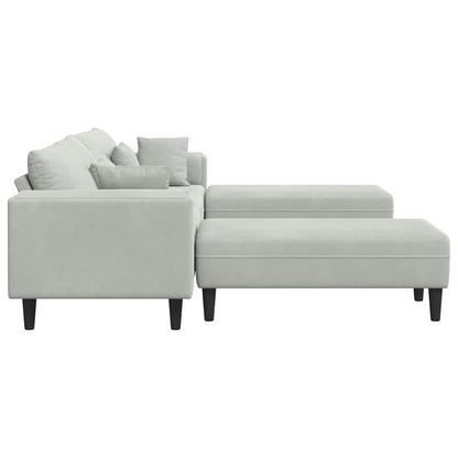 Samt Sofa mit Kissen 3 pcs Hellgrau 208 cm Samt