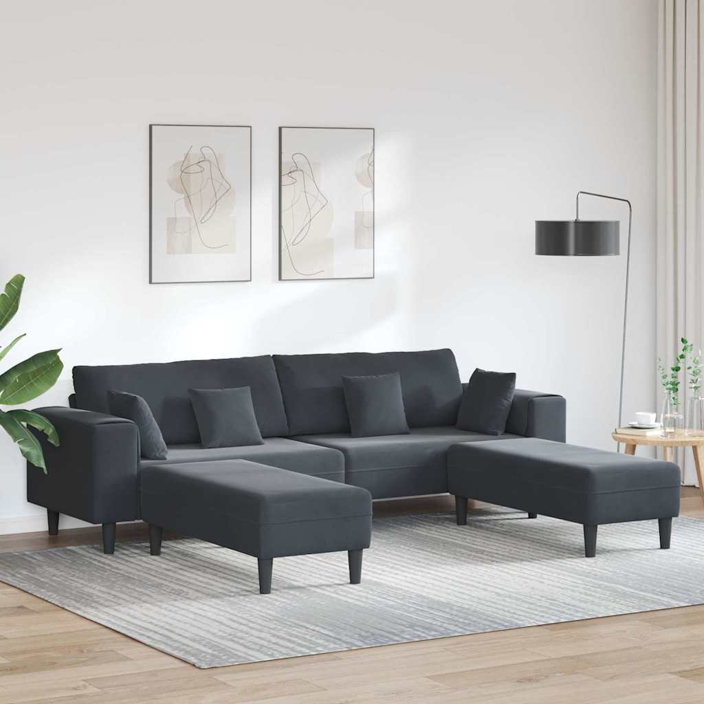 Samt Sofa mit Kissen 3 pcs Dunkelgrau 208 cm Samt