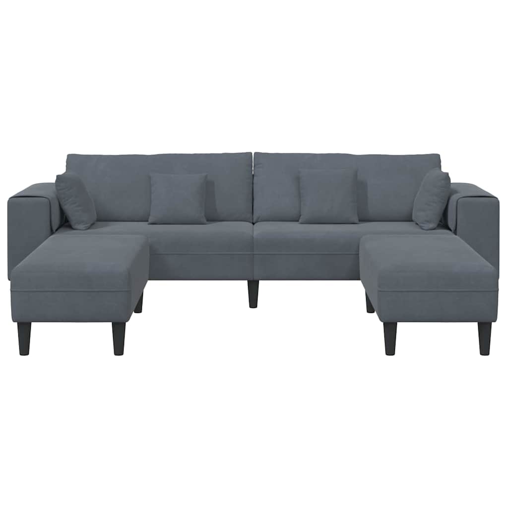 Samt Sofa mit Kissen 3 pcs Dunkelgrau 208 cm Samt
