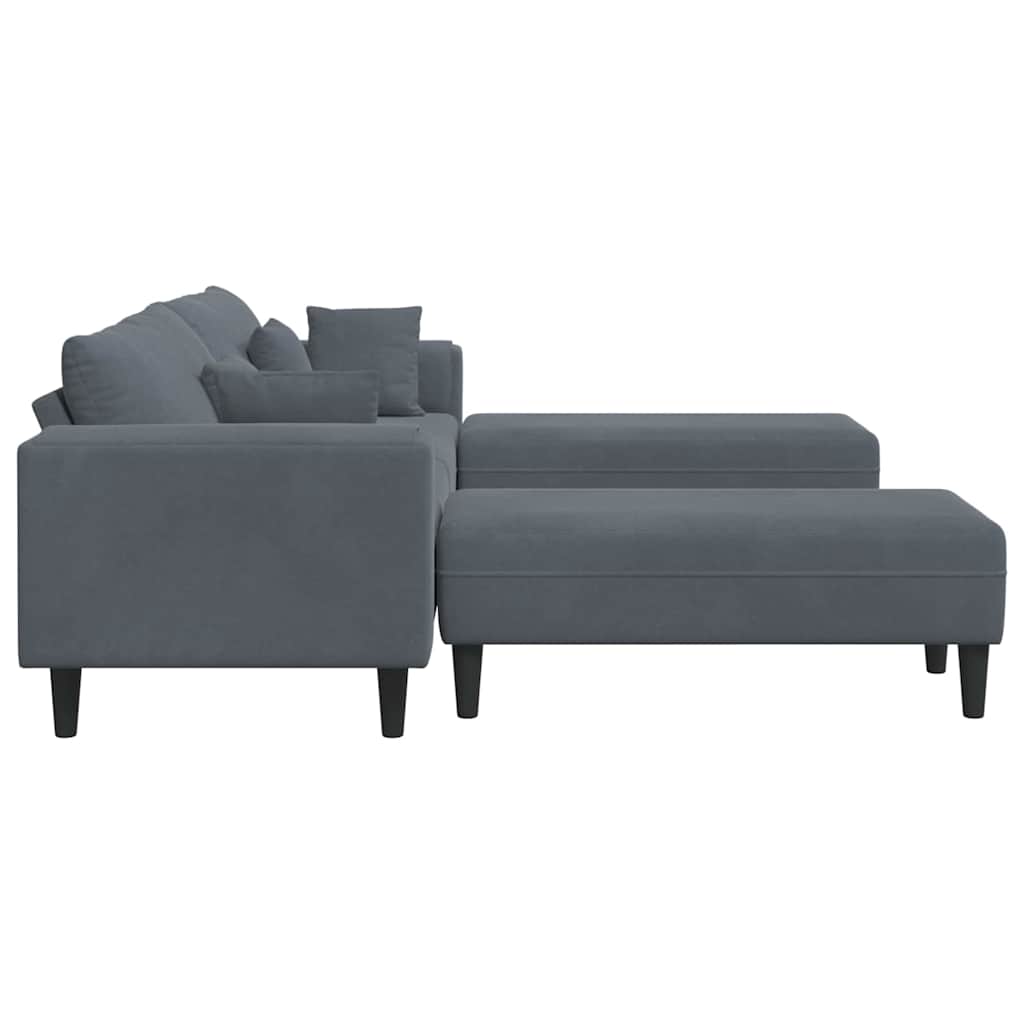 Samt Sofa mit Kissen 3 pcs Dunkelgrau 208 cm Samt