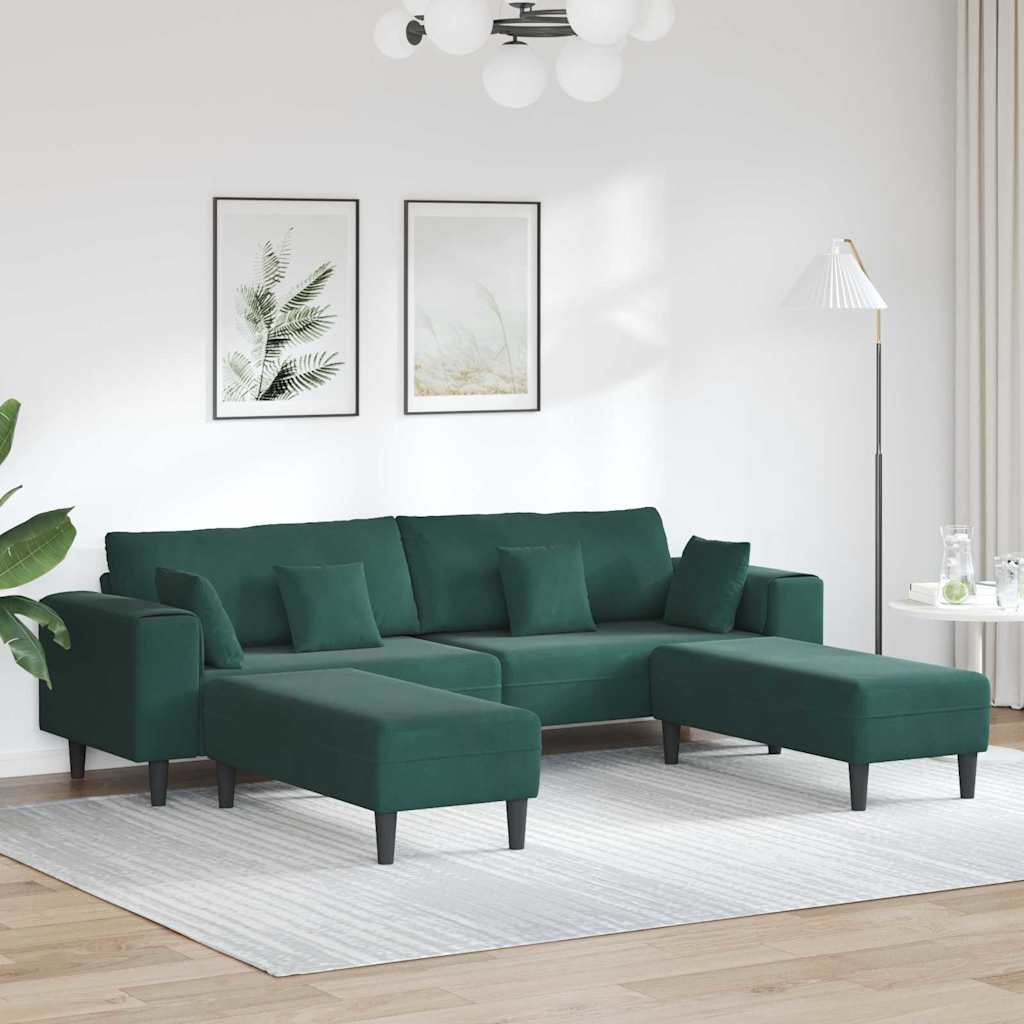 Samt Sofa mit Kissen 3 pcs Dunkelgrün 208 cm Samt