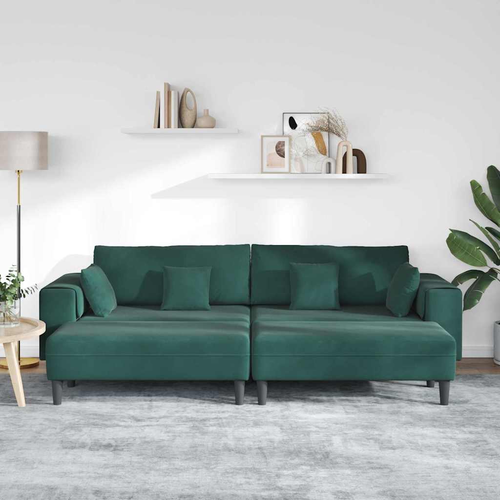 Samt Sofa mit Kissen 3 pcs Dunkelgrün 208 cm Samt